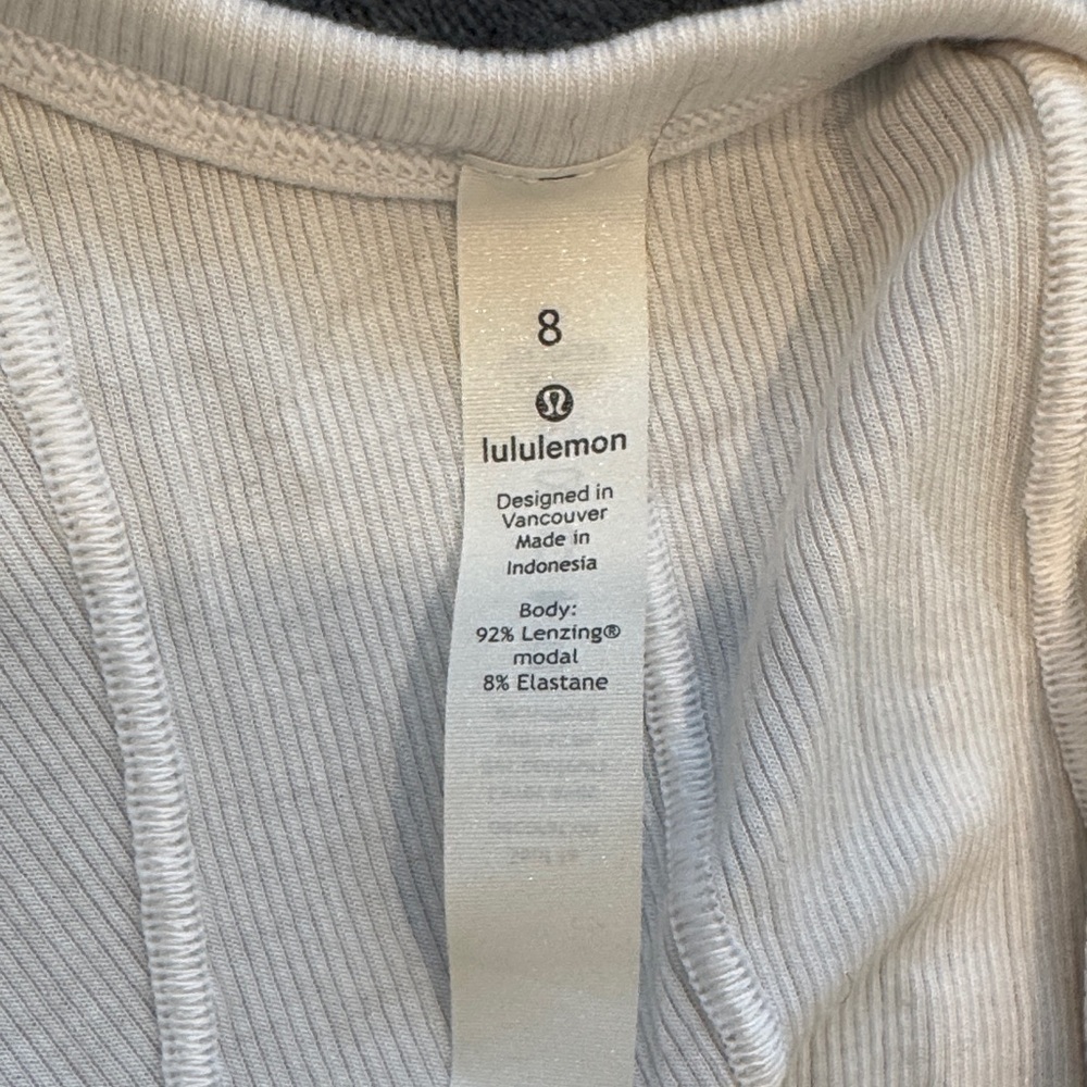 Lululemon White Ribbed Racerback Tank - Picture 3 of 4